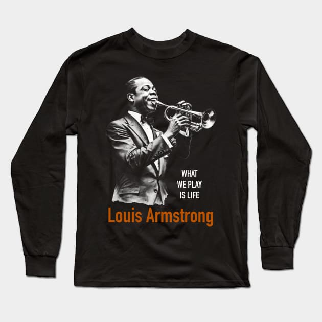Louis Armstrong silhouette Long Sleeve T-Shirt by BAJAJU